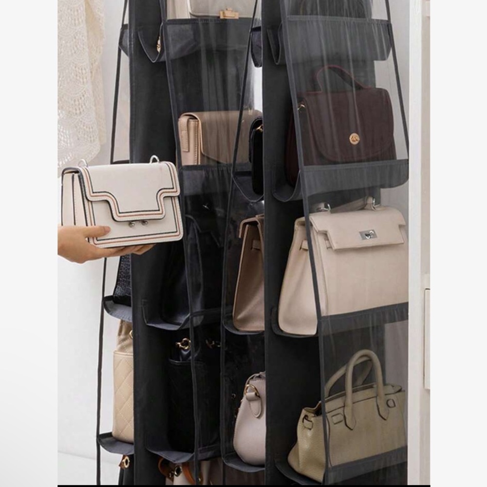 2 pack 8 Pocket Bag Organizer With Hanger Black - Picture 6 of 17